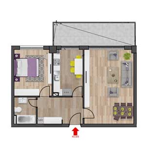 Plan 2D Apartament 2 Camere Tip 3 Nord CIty